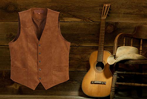Gioberti Men's 5 Button Faux Suede Vest, Camel, Large #TOP5