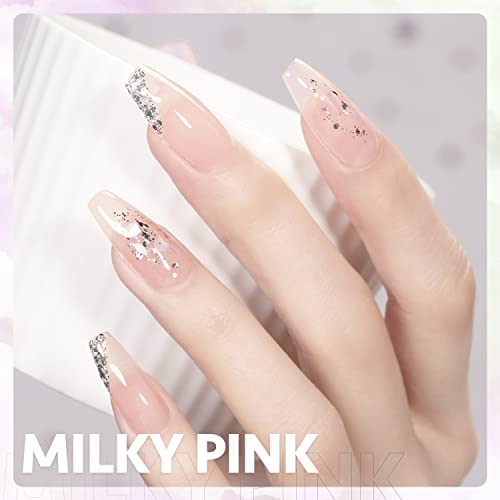 Gaoy Jelly Nude Gel Nail Polish, 16Ml Sheer Milky Pink Translucent Soak Off Gel Polish, Uv Light Cure For Nail Art Diy, Color 1643 #TOP30