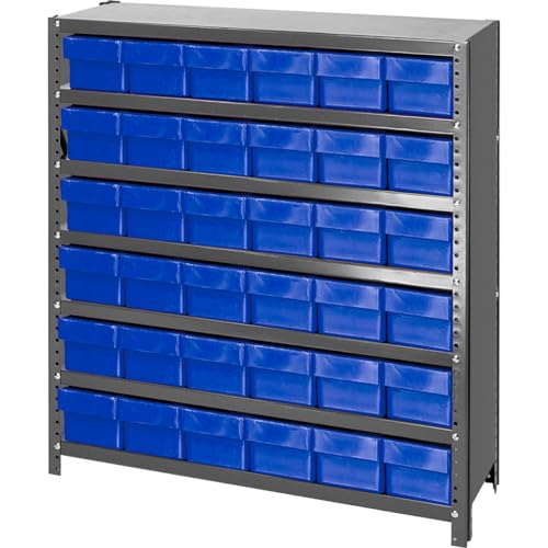 CL1239-601 Closed Shelving Euro Drawer Unit with 36 Euro Drawers Blue - 36 x 12 x 39 in.