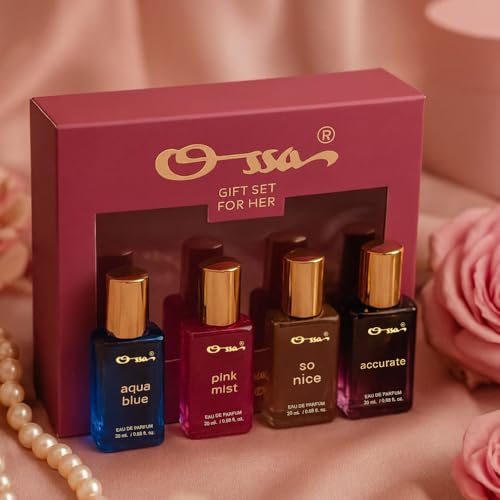 Image of Ossa Gift Set Perfume For Women - 4x20 ML (80ML) | Aqua Blue, Pink Mist, Accurate, So Nice | Premium Perfume Gift Set | Long-Lasting Fragrance For Memorable Gift for All Occasions