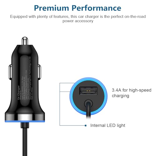 Image of USB C Car Charger, 3.4A Fast Charging Car Adapter+3ft Type C Cable