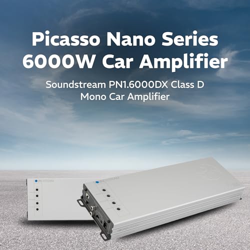 Image of SOUNDSTREAM Picasso Nano PN1.6000DX Monoblock Class D Car Stereo Amplifier - 1 Channel 6000W Compact Digital Amp with Wired Bass Control & High-Level Inputs for Subwoofers & Speakers (Renewed)