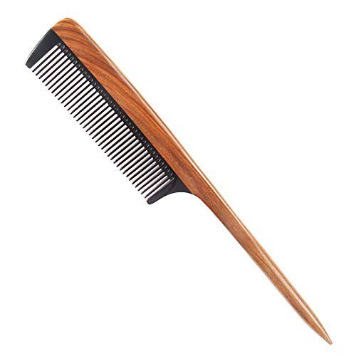Gift for Mom Rat tail Fine Tooth Wooden Comb Natural Handmade Green Sandalwood