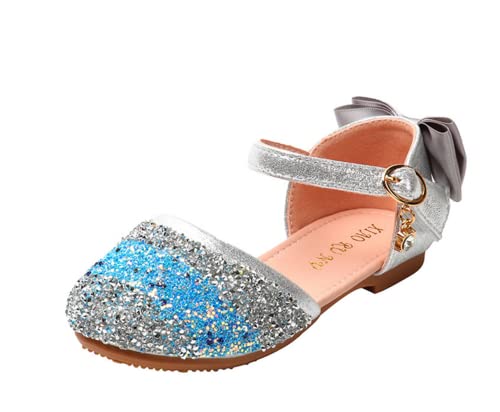 Girls Dress Shoes Glitter Princess Ballerina Flat Mary Jane Party Wedding Flower Sandals
