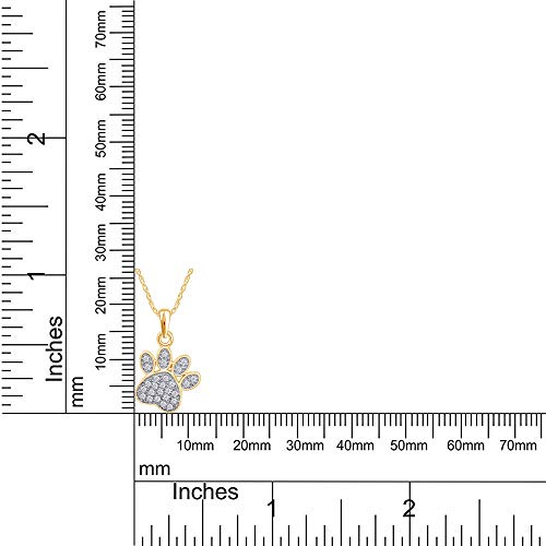 AFFY White Natural Diamond Dog Paw Charm Pendant Necklace in 14K Gold Over Sterling Silver (0.1 Ct)4