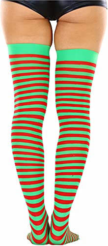 Image of ToBeInStyle Women's Opaque Hosiery Thin Striped Thigh High Long Stocking