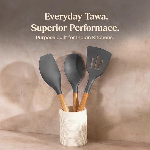 Image of CUMIN CO. Silicone Spatula Set of 3 | Non Toxic Heat Resistant Spatula for Cooking and Baking | BPA Free, SGS Certified | Upto 230C | Cookware Friendly |