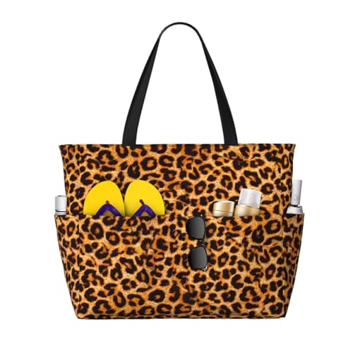 Sac de plage léopard grand fourre-tout élégant avec poignées femme