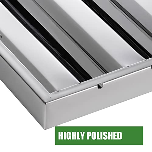 Stainless Steel Hood Filter 19.5W x 19.5H Inch, 4 Grooves Commercial Kitchen Restaurant Range Hood Filters, Set of 6 Grease Filter for Grease Rated Commercial Kitchen Exhaust Hoods