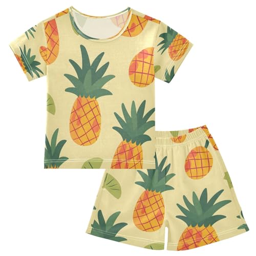 senya Short Sleeve Pajamas Sets Summer Cotton Sleepwear Pineapple Fruit