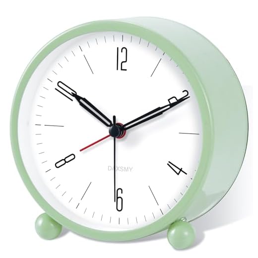 Analog Alarm Clock Silent Non Ticking 4 Inches Alarm Clocks Battery Operated with Backlight for