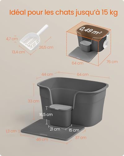 Bac à litière extra large Feandrea pour résoudre les problèmes de projection au sol - 7