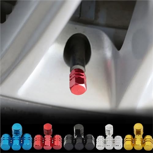 4 piezas de tapones para válvula de aire de llanta de aluminio compatibles con motocicletas, automóviles y bicicletas, estilo redondo (rojo) miniatura 2