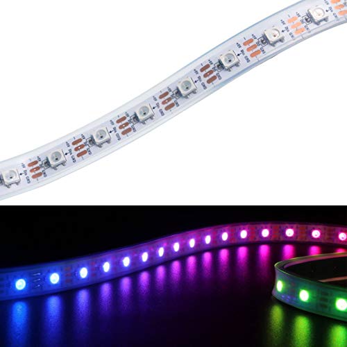 YUNBO WS2812B RGB LED Streifen Licht, 300 Pixel 5M Weiß PCB Individuell Adressierbar LED Strip 5050 SMD 5V Traumfarbe IP67 Wasserdichte Schneidbare LED Band