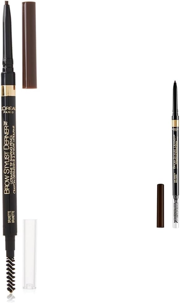 L'Oreal ParisMakeup Brow Stylist Definer Waterproof Eyebrow Pencil Bundle with Ultra-Fine Mechanical Pencils, Brunette 0.003 Ounce and Dark Brunette 0.003 Ounce