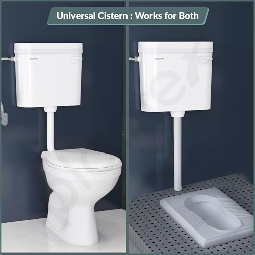 Image of Plantex Flush Tank for Toilet /Single Flushing Cistern for Bathroom with 10 Ltr Water Capacity /Polypropylene Toilet Flush Tank - Pack of 1 (Classic, White)