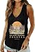 Jaysloo Women Deep V-Neck Tank Tops Summer Casual Cute Sleeveless Graphic Printed Tees(HS-1,L)