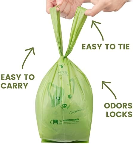 SUPERBIO Handle Tie Dog Poop Bags,12 rolls,180 bags,Extra Thick and Strong, OK compost INDUSTRIAL and BPI Certified - 2