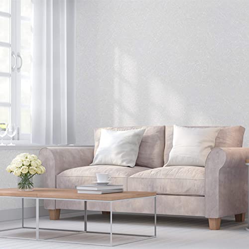 Abyssaly White Wallpaper Peel And Stick Wallpaper 15.7" X 118" Self Adhesive Embossed White Contact Paper Removable Kitchen Wallpaper Vinyl Film Textured Wallpaper Cabinet Shelf Paper #TOP1