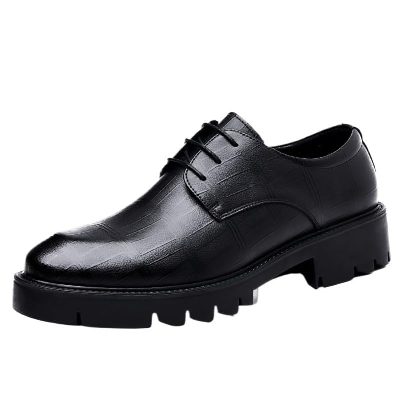 Men Luxury Oxford Shoes Classic Round Toe Shiny Checkered Comfortable Dress Loafers for Men