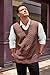 Runcati Mens V Neck Sweater Vest Casual Cable Knitted Pullover Knitwear Slim Fit Sleeveless Sweaters Coffee