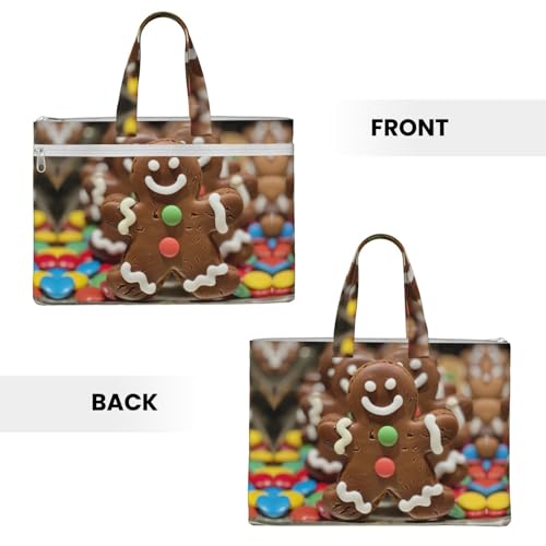 Gingerbread Man Candy Canvas Document Bag Briefcase For Professionals And Executives3