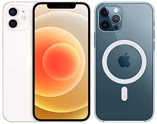 Image of Apple New iPhone 12 (128GB) - White Clear Case with Magsafe (for iPhone 12, 12 Pro)