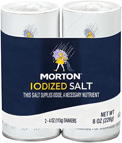 Morton Salt Iodized Salt Shaker, 8 oz, 1 Pack of 2 Shakers