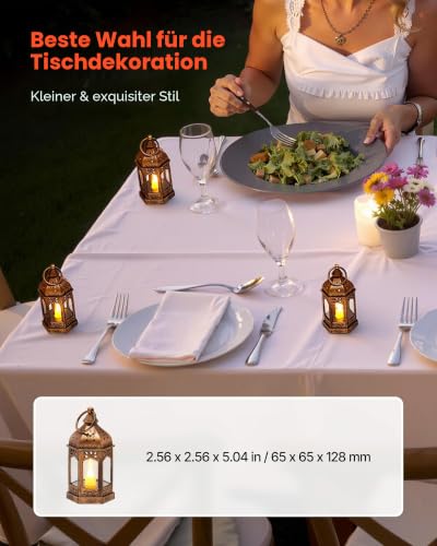 VEVOR 12 STK. dekorative Kerzenlaternen, elektrische LED-Kerzen ohne Flamme, Halter aus Kunststoff mit Glas, Wandbehang für die Veranda, Hochzeitstische, Partys, Bauernhäuser, Bronze, 65x65x128 mm – Bild 3