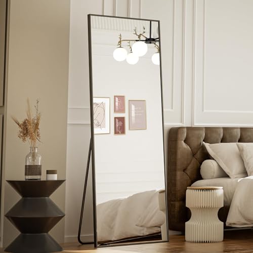Koonmi 68"x22" Floor Mirror Full Length, Bedroom Floor Body Mirror with Stand, Large Black Mirror, Leaning, Standing or Hanging Horizontally/Vertically