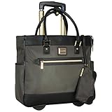 Kenneth Cole Reaction Runway Call Nylon-Twill Laptop & Tablet Business Travel, Olive Wheeled Tote