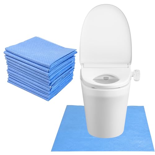 25 Pack Disposable Toilet Mats Absorbent Toilet Floor Protector from Urine U-Shape Toilet Training Rug Waterproof Non-Slip Bathroom Potty Training Mats for Children Adult (Blue-1)