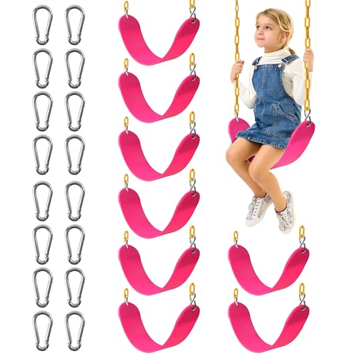 Image of Sunnyglade 8PCS Swings Seats Heavy Duty with 66 inch Chain, Playground Swing Set Accessories Replacement with Snap Hooks, Support 250lb (8, Pink)