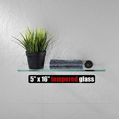 Jqk Bathroom Glass Shelf Oil Rubbed Bronze, Tempered Glass Shower Storage 16 By 5 Inches, 304 Stainless Steel Orb Wall Mount, Tgs101-Orb #TOP4