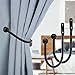 Sumnacon 2 Pcs Metal Curtain Holdbacks - Decorative Wall Mounted Drapery Tiebacks with Screws, Heavy Duty Window Treatment Holdbacks for Home Decor, Black