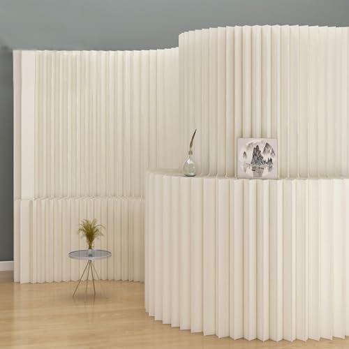 Separador de habitaciones de papel plegable con estantes de almacenamiento, panel grueso para ahorrar espacio en el hogar y la oficina