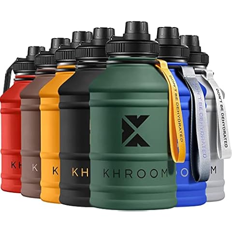 Khroom® Edelstahl Trinkflasche Sport 2,2 L - Kohlensäure geeignet für Sprudelwasser | bruchfeste BPA freie Edelstahlflasche | Metall Edelstahltrinkflasche Cover