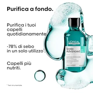 L'Oréal Professionnel Paris Shampoo Lenitivo, Per Cuoio Capelluto Grasso, Contro il Sebo in Eccesso, Effetto Rinfrescante, Con 4% AHA, Anti-Oiliness, Scalp Advanced, 300 ml