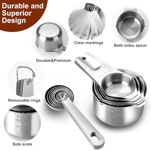 Set 17 piezas tazas y cucharas medidoras acero inoxidable miniatura 5