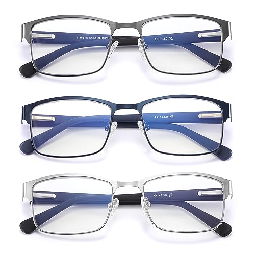 AIKLLY Reading Glasses for Men - 3 Pack Blue Light