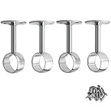 BTMB Stainless Steel Shower Curtain Pipe Wardrobe Pole Holder Lever Flange Socket 4 Pack (25mm/1'')