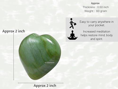 Image of Crystal Heaven Certified Light Green Aventurine Heart Palm Pebbles Stones For Anxiety Stress Relief Massage - Aaa Grade Original Healing Gemstone Agate Heart Palm Stone For Yoga Meditation Spiritual