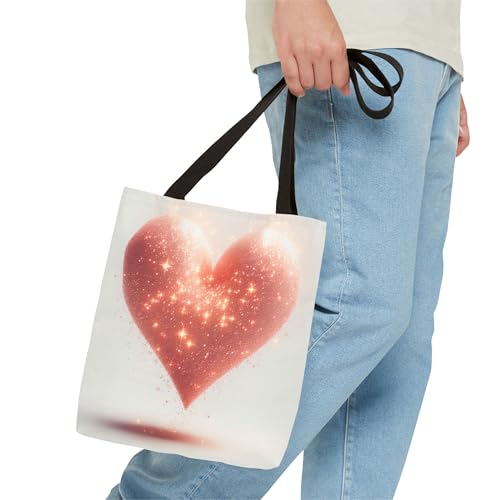 Shining Pink Heart Tote Bag, Gift for Her, Accessory, Shopping Bag, Pink Heart Tote, Tote Bag3