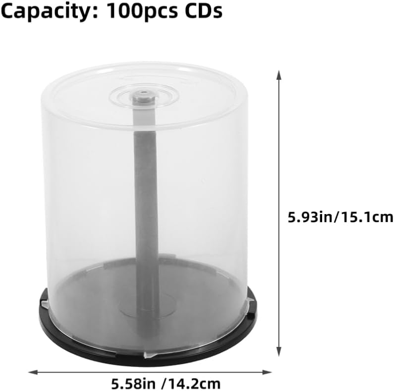 iplusmile Empty CD DVD Storage Cake Box - 100 Disc Capacity Clear Cover with Black Spindle Replacement Cakebox Holders for CD DVD Storage (4 Pack)