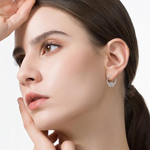 Small Hoop Earrings Sterling Silver Pug/Sugar Glider/Jumping Spider/Chihuahua Dog Hoop Earrings Cute Animal Jewelry for Women2