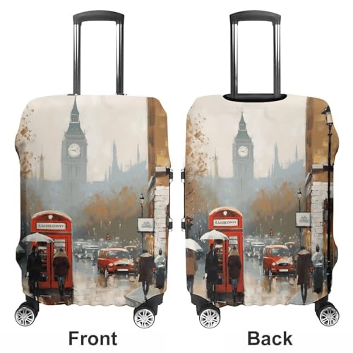 London Impression Printed Luggage Cover Protector, Fits 18-32 Inch Luggage3