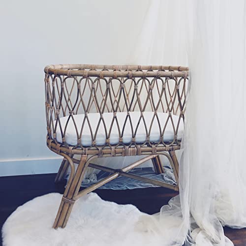 Mecc Ecoh Baby Bassinet Mattress With 100% Breathable Cover, Waterproof Linning Rattan Oval Bassinet Pad, Hypoallergenic, Non-Toxic, Safer, Hypoallergenic, For Moses Basket, 32" X 16" X 2" #TOP7