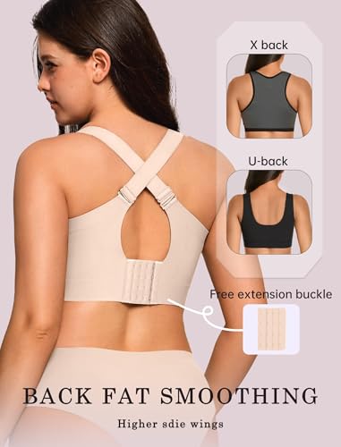 Image of OEAK Womens Wireless Jelly Bra Plus Size Supportive Seamless Bras Full Coverage Push Up Comfortable No Underwire Tshirt Bras Skin Color 4XL