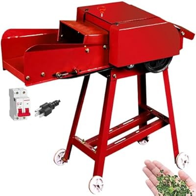 TXMACHINE® Hay Chopper Big Feed Port Hay Cutter,1764LB/H Forage Harvester Corn Straw Chopper 2.2KW Grass Feed Pulverizer for Farm and Ranch with Conveyor Belt (red Color, Without Motor)