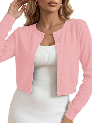 Image of Heymoments Women's Thin Shrugs Long Sleeve Lightweight Cropped Tops Open Front Cardigan for Dress S-2XL